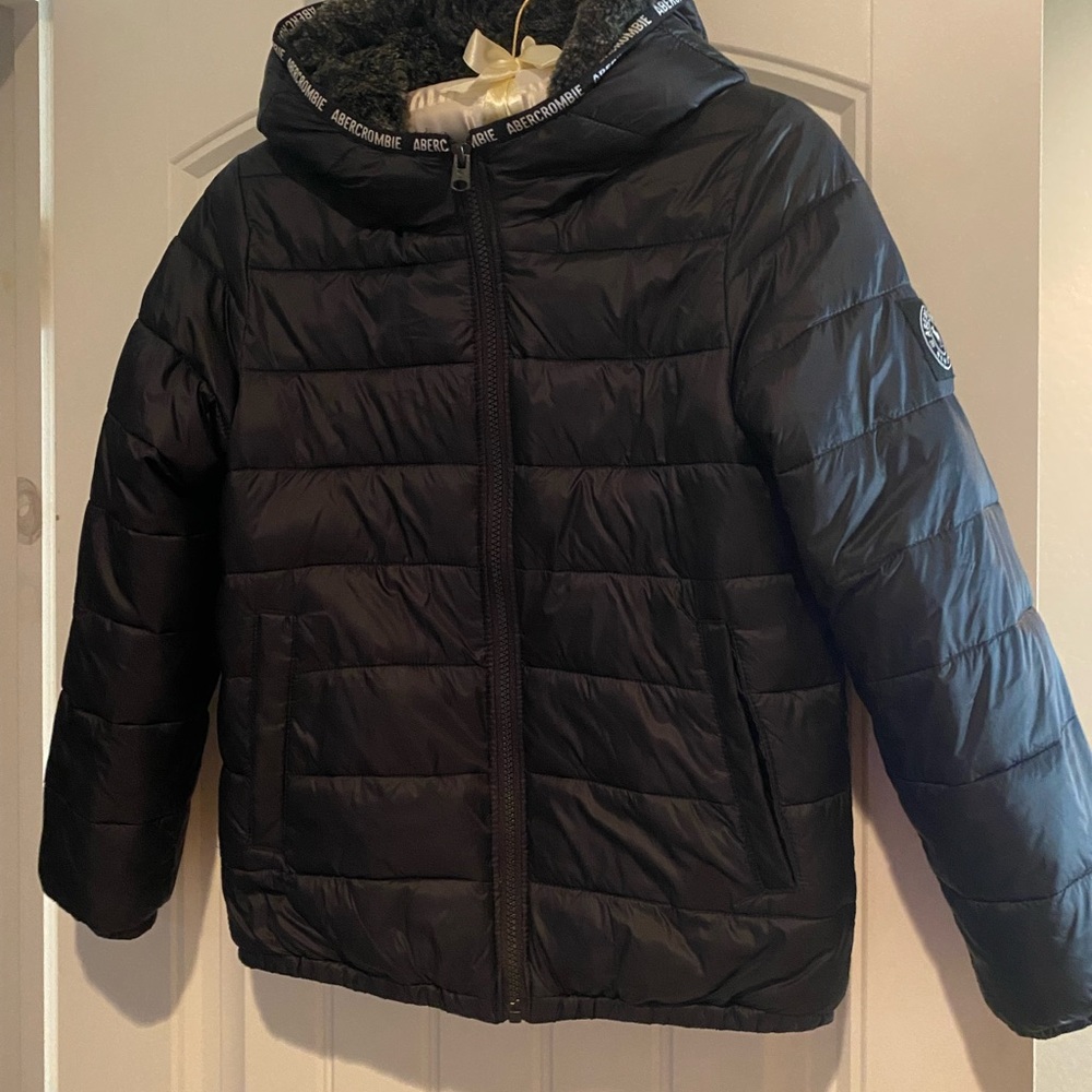 Abercrombie Kids Black Hooded Puffer Jacket